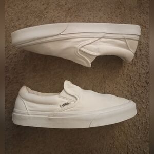 Vans Classic Slip-on Canvas Triple White Women's Size 8 PRE-OWNED